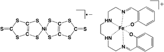 Schematic view of the [Ni(dmit)2]− and [Fe(sal2-trien)]+ units.