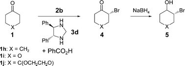 Organocatalytic α-bromination of different ketones.