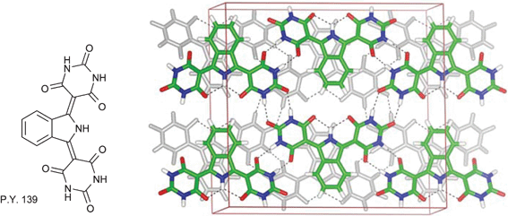 Hydrogen bonding network in Pigment Yellow 139.10