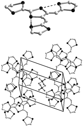 Structure of radical cation 59a+˙ and stacking mode in the salt 59aClO4 redrawn from data of ref. 122, copyright (1993) with permission from the American Chemical Society.