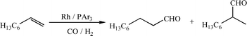 Rhodium-catalysed hydroformylation of 1-octene in perfluorocarbon solvents under 20 bar CO–H2
					(1 : 1).