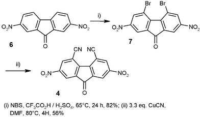 Synthesis of the acceptor 4.