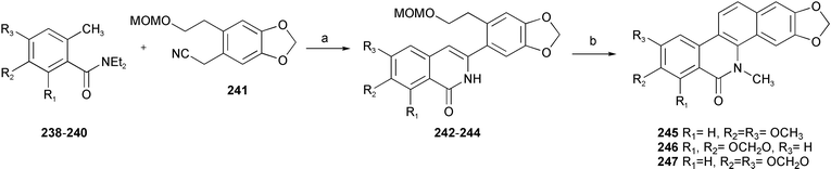 Reagents and conditions: a)
							(i)
							n-BuLi, THF, (ii) 10% HCl, THF; b)
							(i) K2CO3, MeI, DMF, (ii) 10% HCl, THF, (iii) PCC, NaOAc, CH2Cl2.