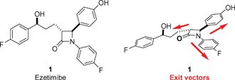 Ezetimibe and the exit vectors of the β-lactam core.