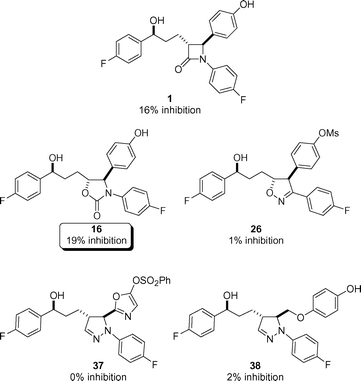 Percentage inhibition in the brush border membrane vesicle assay using rabbit small intestine at nominal concentrations of 6 µM.4 The average standard deviations were ±3% inhibition.