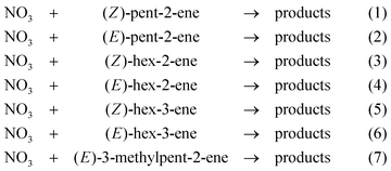 Gas Phase Rate Coefficients For The Reactions Of Nitrate Radicals With Z Pent 2 Ene E Pent 2 Ene Z Hex 2 Ene E Hex 2 Ene Z Hex 3 Ene E Hex 3 Ene And E 3 Methylpent 2 Ene At Room Temperature Physical Chemistry Chemical Physics Rsc