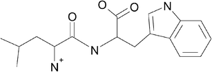 Lewis structure of protonated Leu-Trp.