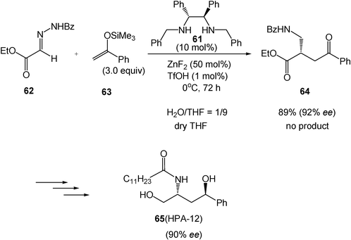 Asymmetric Mannich-type reaction in water and its application for total synthesis of HPA-12.