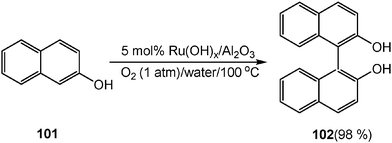 Oxidative coupling of 2-naphthol in water.