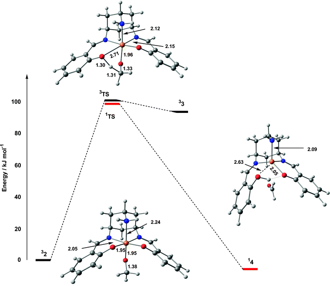 Potential energy surface for methoxide oxidation by 31+.