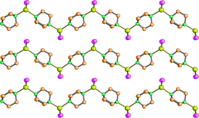 The one-dimensional coordination network present in crystals of Zn[N(CH2CH2)3N]Cl2.