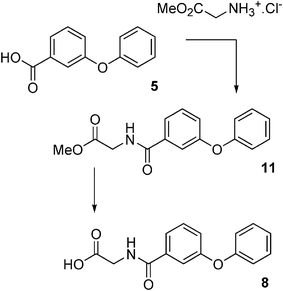 Synthesis of N-3-(phenoxybenzoyl)glycine 8.