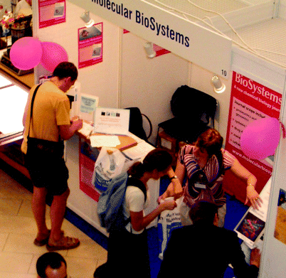 The Molecular BioSystems exhibition stand at the 30th FEBS Congress and 9th IUBMB Conference in Budapest, Hungary, in July 2005.
