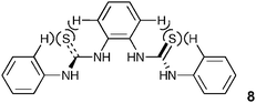 Steric interactions in 8 may twist the binding site in solution, so lowering the affinity of the receptor for carboxylates.
