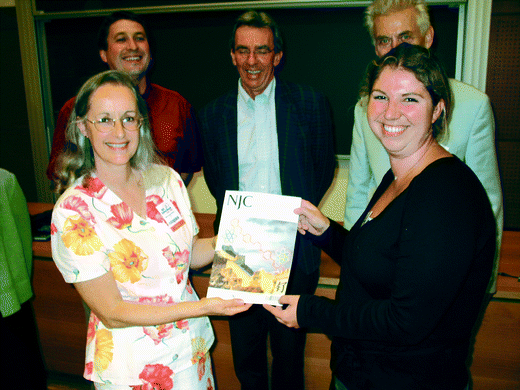 Dr Denise Parent, NJC Editor (CNRS), with Marie-Laurence Dumartin, winner of the first NJC Interface Poster Prize.