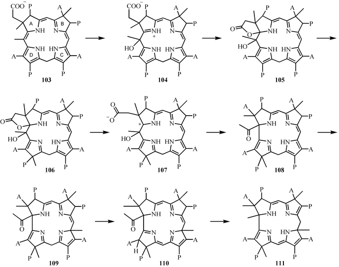 The conversion of precorrin-3A 103 to precorrin-6A 111.