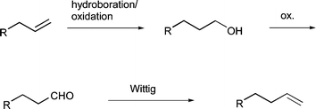 One-pot terminal alkene homologation using a tandem olefin  cross-metathesis/allylic carbonate reduction sequence - Chemical  Communications (RSC Publishing) DOI:10.1039/B709754A