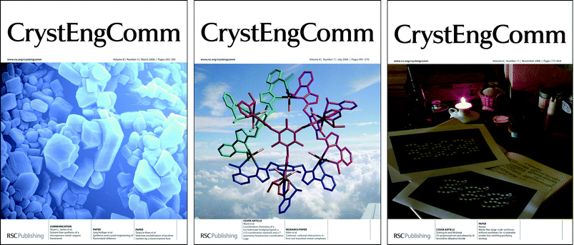 Some eyecatching covers appearing on CrystEngComm in 2006.