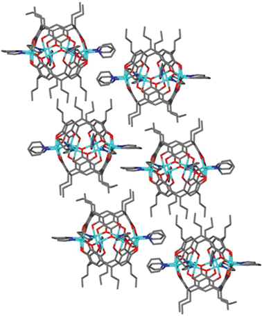 Packing arrangement in the crystal structure of 1 showing alkyl chain interdigitation. Hydrogen atoms are removed for clarity.