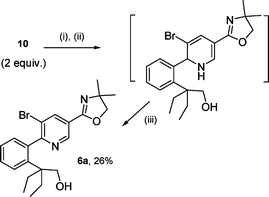Reagents and conditions: (i) sec-BuLi (6 equiv.), hexane, 70 °C, 6 h; (ii) 8 (1 equiv.), THF, r.t., 1 h then NH4Cl; (iii) chloranil, toluene, Δ, 2 h.