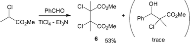Ti-promoted oxidative coupling of methyl 2-chloropropanoate.