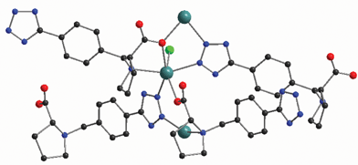 Asymmetric unit representation of 24 with a slightly distorted octahedral Cd coordination geometry.