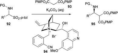 In situ generation of N-carbamate protected imines.