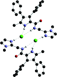 Crystal structure of the HCl complex of 70 showing the formation of a ‘2 + 2’ hydrogen bonded dimer in the solid state.
