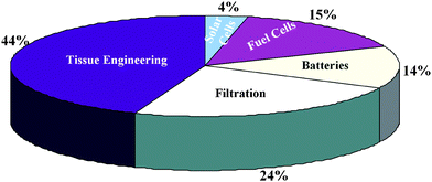 Statistics on the literature published on the advanced applications of nanofibers. (Search made through Medlink database.)