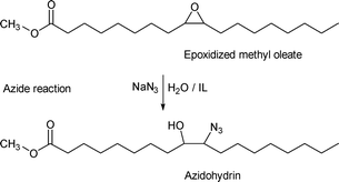 Formation of azidohydrin from epoxidized methyl oleate.