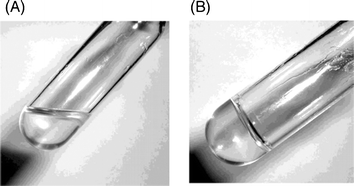 Pictures of the solution of the polymer in anisole (10 wt%) (A) before and (B) after heating at 100 °C for 24 h. Reproduced with permission from ref. 64.