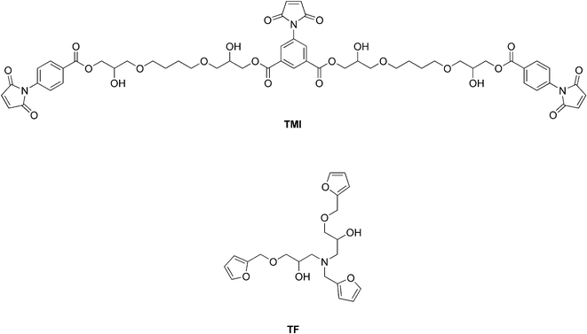 Structures of the tris-maleimide and tris-furan TMI and TF, respectively.32