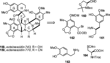 Key building blocks for the Zhu synthesis of ecteinascidin 743.