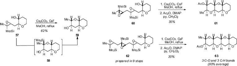 Jamison's Si-directed polyepoxide cyclizations.