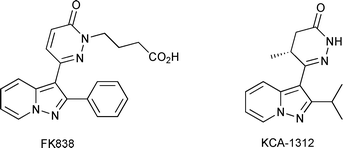 Pharmacologically active 6-(pyrazolo[1,5-a]pyridin-3-yl)pyridazin-3-ones, FK838 and KCA-1312.