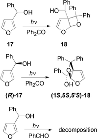 Paternò–Büchi reactions on 1-(3-furyl)-benzyl alcohol.