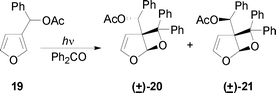 Formation of oxetanes of 1-(3-furyl)benzyl acetate (19).