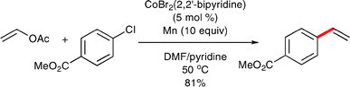 Vinylation of aryl halides using a cobalt catalyst.