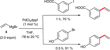 Vinylation using vinylmagnesium bromide (4).