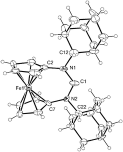 Molecular structure of 2c (non-disordered species) in the crystal. Thermal ellipsoids are drawn at the 30% probability level.