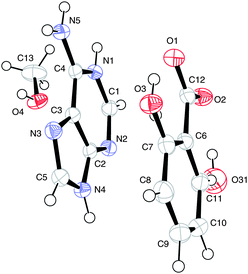 The atomic arrangement in (V) — major and minor sites superimposed. Displacement ellipsoids are shown at the 50% probability level.