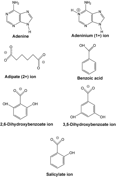 Molecules and ions in this study.