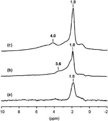 1H MAS NMR spectra of zeolites dehydrated at 673 K overnight: (a) silicalite, (b) silicalite-N and (c) H-beta.