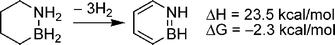Calculated energy of dehydrogenation for 1,2-azaboracyclohexane.