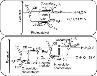 Single- and two-photon photocatalyst systems for water splitting.