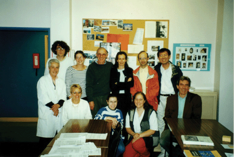 A part of Team Sauvage in 2001. Standing—Christiane Dietrich-Buchecker, Benoît Colasson, Christine Hamann, Jean-Marc Kern, Valérie Heitz, Jean-Claude Chambron, Kimoon Kim. Sitting—Louise Mechin, Isabelle Dixon, Emma Schofield and Jean-Pierre Sauvage. Thanks to Isabelle Dixon and Valérie Heitz for providing this photograph.