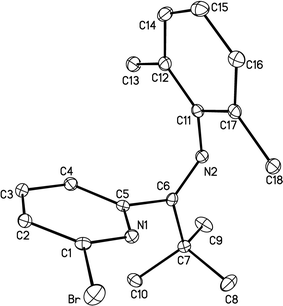 X-Ray crystal structure of 3. Hydrogen atoms are omitted for clarity.