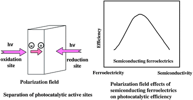 A model of semiconducting ferroelectric photocatalysts having separate reduction and oxidation sites.