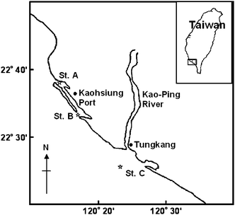 Map of the field survey locations with the sampling stations marked.