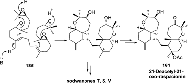 Proposed biosynthesis of raspacionin.